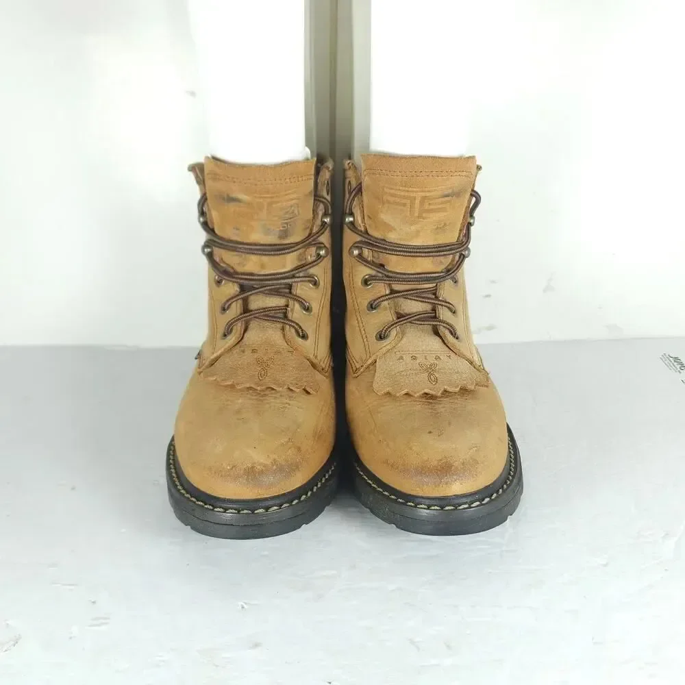 Ariat Women's ATS 31022 US 7B Brown Leather BroWestern Roper Kiltie Ankle Boots